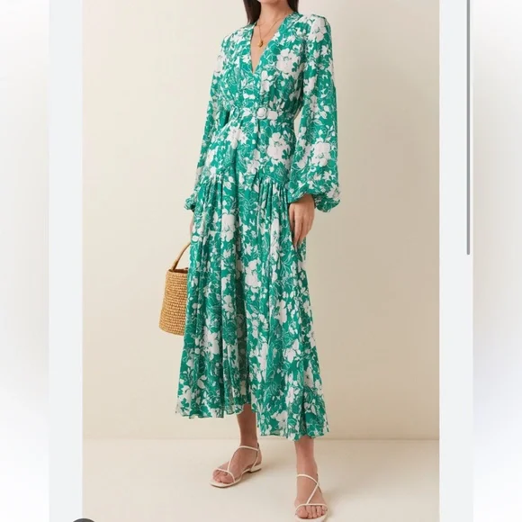 Alexis | Dresses | Alexis Kazmera Barbara Floral Maxi Dress Green Medium |  Poshmark